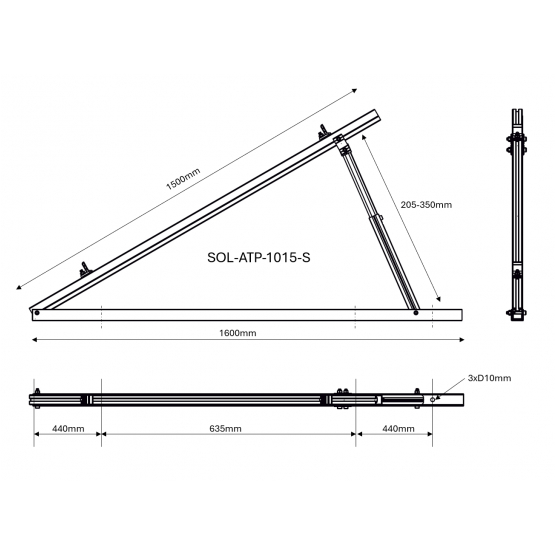 TMS 10°-15° nastaviteľný trojuholník. úchyt - set - detail 2 - detail 2