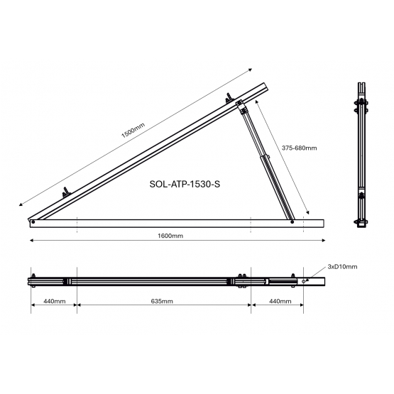 TMS 15°-30° nastaviteľný trojuholník. úchyt - set - detail 2 - detail 2
