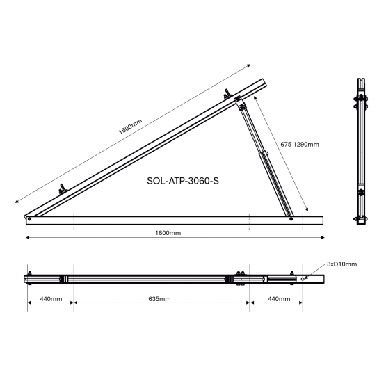 TMS 30°-60° nastaviteľný trojuholník. úchyt - set - detail 2 - detail 2