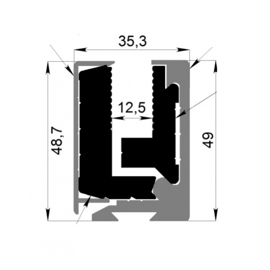 Svorkový al profil-3m s krycou lištou BLACK H50 - detail 1 - detail 1