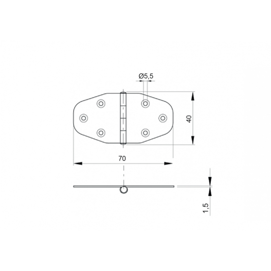 Nerezový záves na brány, AISI304, L=40mm - detail 2 - detail 2