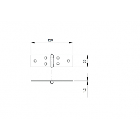 Nerezový záves na brány, AISI304, L=26mm - detail 2 - detail 2