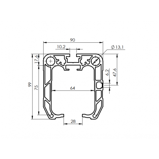 Profil vodiaci spodný AL, 90x99, L7m - detail 4 - detail 4