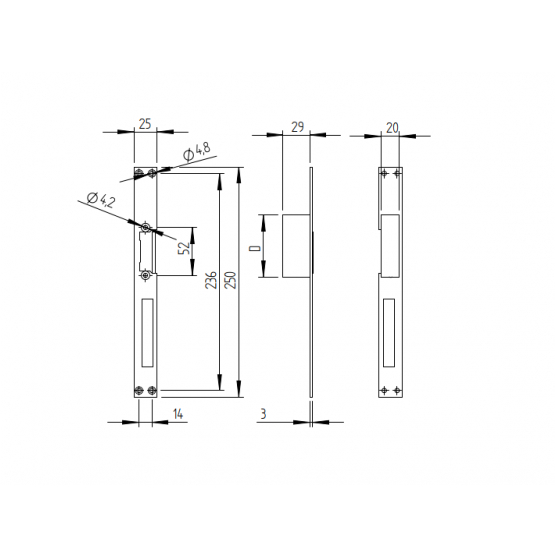 Zámok elektromagnetický s obojstrannou lištou, 12-24V AC/DC - detail 1 - detail 1