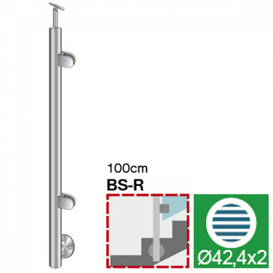 Stĺpik, bočné kotvenie - pravý - na schody AISI304 - detail 1 - detail 1