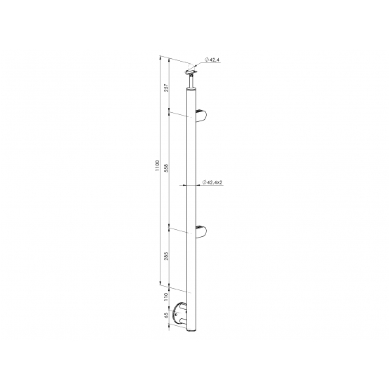 Stĺpik, bočné kotvenie - pravý - na schody AISI304 - detail 2 - detail 2