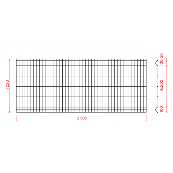 Zváraný plotový panel 3D ZnPVC 2500x1030x4mm hnedá - detail 1 - detail 1