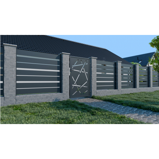 Dizajnová bránka HALEN 1kr. 1000x1500mm antracit so stĺpikmi - detail 1 - detail 1