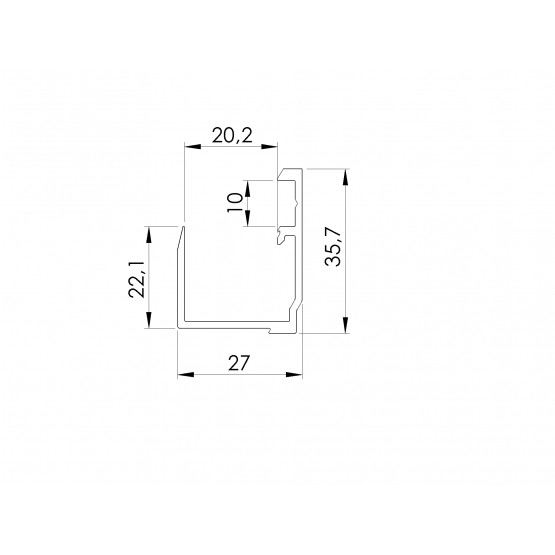 Krycia lišta spodná pre AL profil, ELOX - detail 1 - detail 1