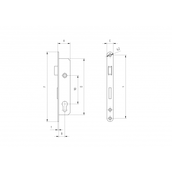 Zámok pre cylin.vložku do JP profilu 50x30mm, AISI304 - detail 2 - detail 2