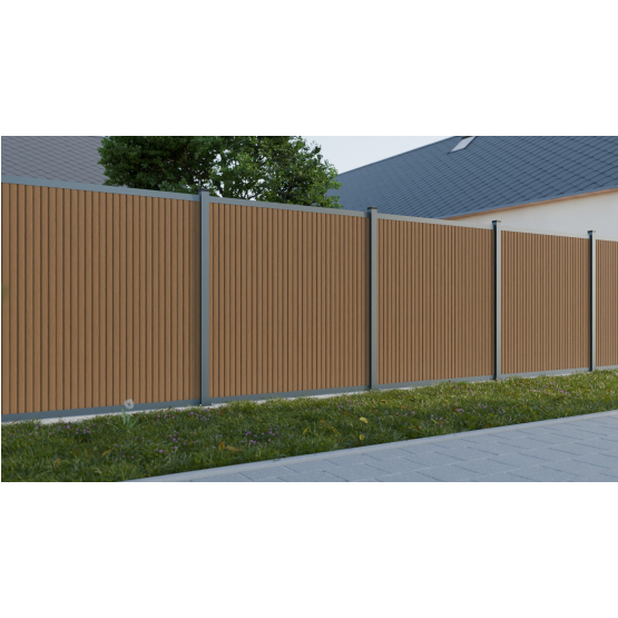 WPC plotový set VERTIKAL so stĺpikom 1850mm AURORA hnedá - detail 1 - detail 1