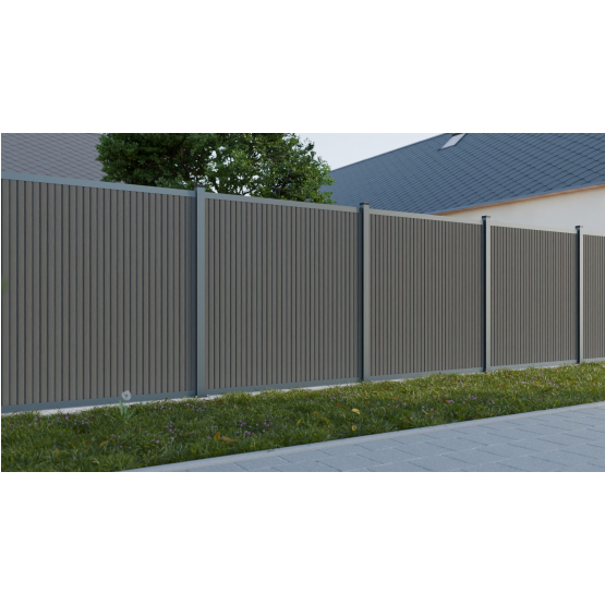 WPC plotový set VERTIKAL so stĺpikom 1850mm AURORA sivá - detail 1 - detail 1