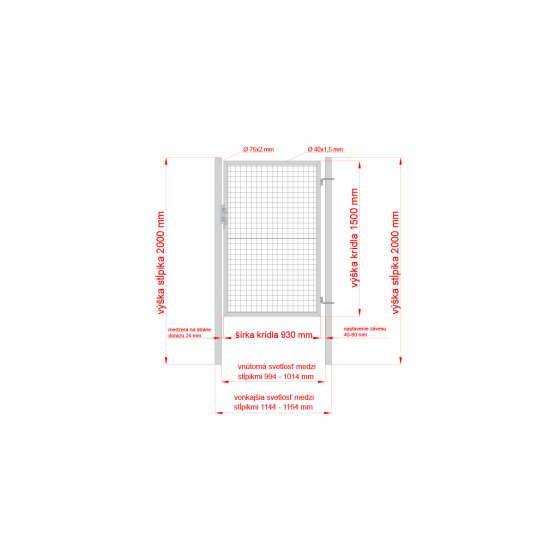 Bránka 1kr. ROUND ZnPVC 1000x1500mm, D75mm, zelená - detail 3 - detail 3