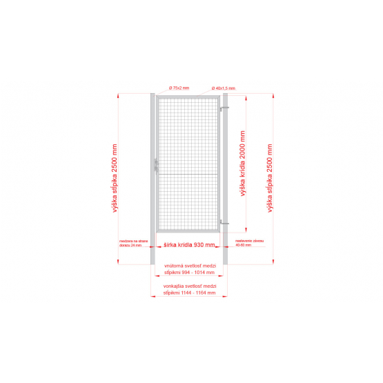 Bránka 1kr. ROUND ZnPVC 1000x2000mm, D75mm, zelena - detail 3 - detail 3