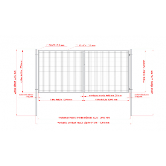 Brána 2kr. 2D BOX ZnPVC 4000x1700mm RAL7016 antracit - detail 3 - detail 3