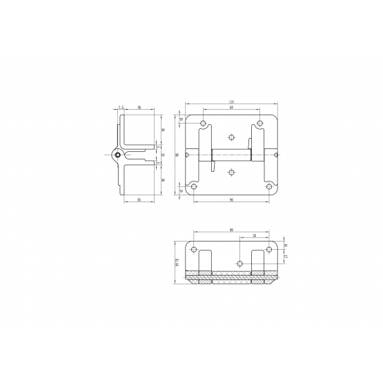 Záves na brány, bez pružiny - detail 1