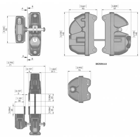 Háková západka so zámkom, obojstranná - detail 1 - detail 1