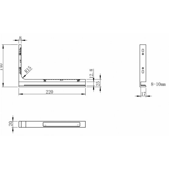 Stabilizačný uholník sklo-stena 22x14cm - detail 1 - detail 1