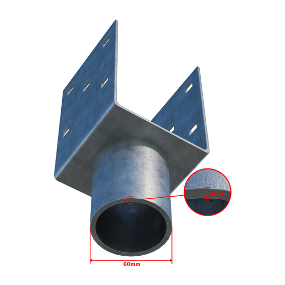 Nadstavec na zemnú skrutku Zn "U" 90x90x120x60mm - detail 2 - detail 2