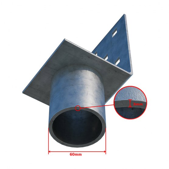 Nadstavec na zemnú skrutku Zn "L" 90x90x120x60mm - detail 2 - detail 2