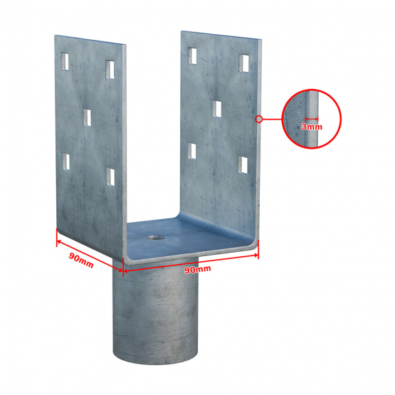 Nadstavec na zemnú skrutku Zn „U“ 90x90x120x52mm - detail 1 - detail 1