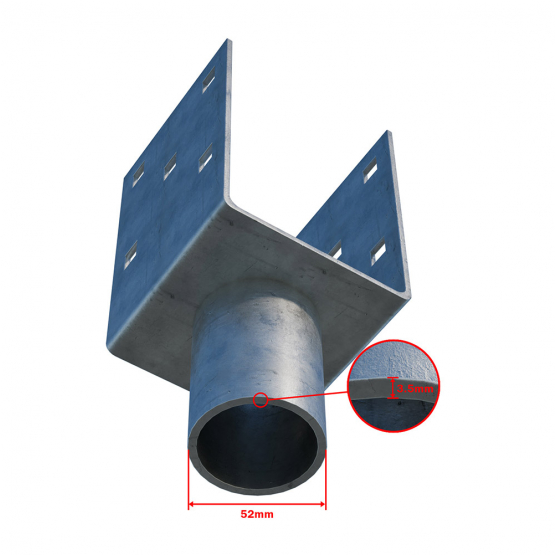 Nadstavec na zemnú skrutku Zn „U“ 90x90x120x52mm - detail 2 - detail 2