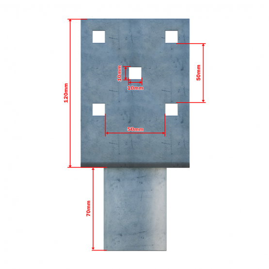 Nadstavec na zemnú skrutku Zn „U“ 90x90x120x52mm - detail 3 - detail 3