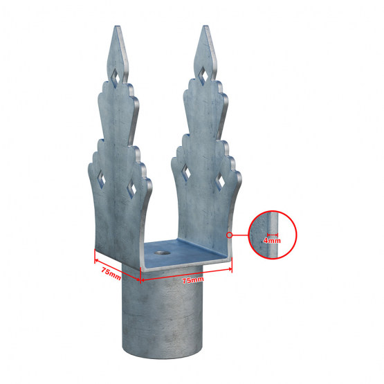Nadstavec na zem.skrut. zdobený Zn U75x75x165x60mm - detail 1 - detail 1