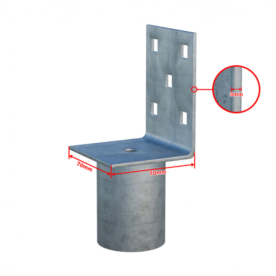 Nadstavec na zemnú skrutku Zn „L“ 70x70x90x52mm - detail 1 - detail 1