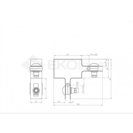 Objímka rohová na stĺpik Zn 60x40mm - detail 1 - detail 1