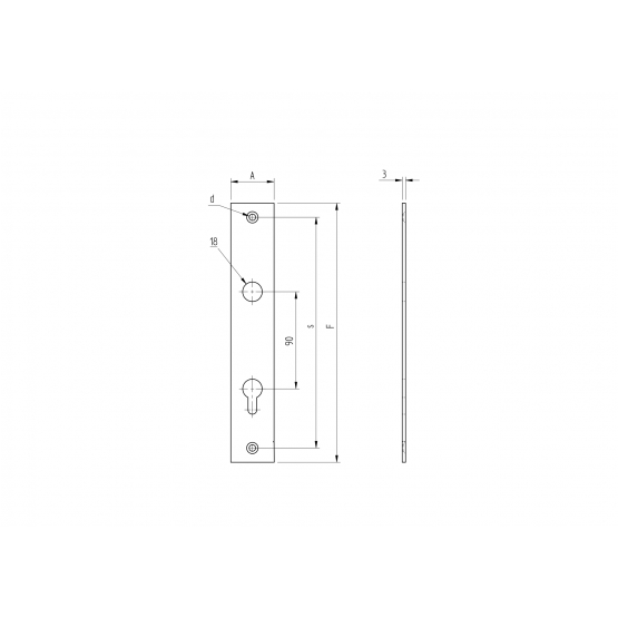 Štítok zámkový 278x40, t3, D18, 90mm - detail 3 - detail 3