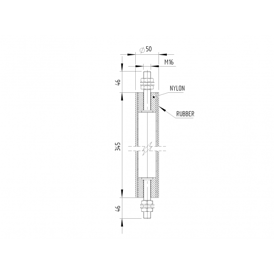 Vedenie horné valcové - rúra D50, H340mm, guma - detail 2 - detail 2