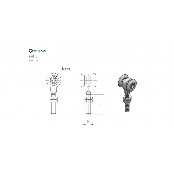 Dvojkoliesko závesné Zn, profile 42x54mm - detail 2 - detail 2
