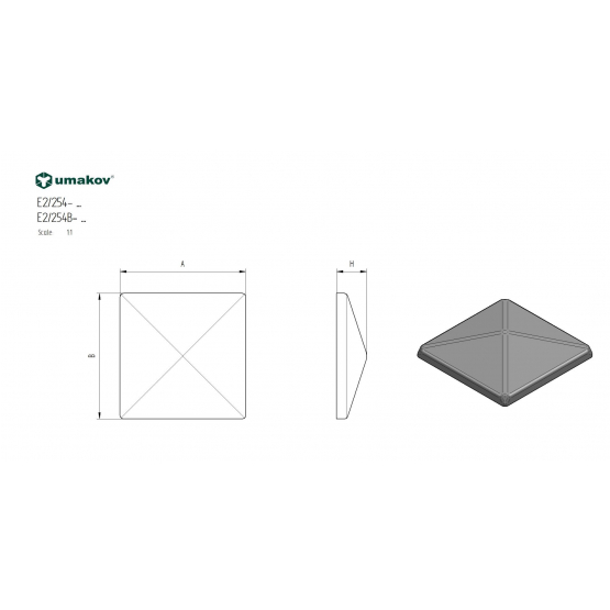 Krytka na stĺpik 120x120, t1,5mm - detail 2 - detail 2