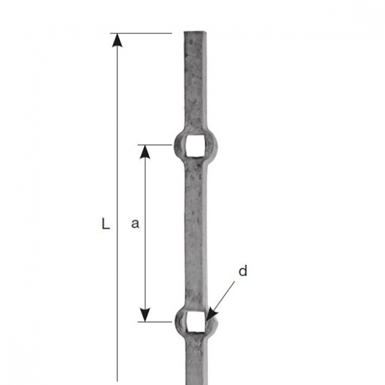 Prievlak 12x12, d13x13, a120, L2000mm - detail 1 - detail 1