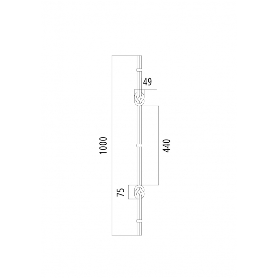 Tyč kovaná h1000, b50, 2xD12mm - detail 1 - detail 1