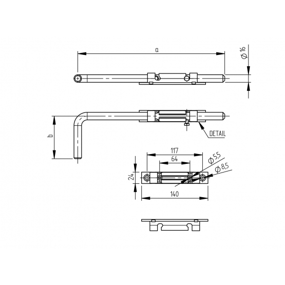 Zástrč brány Zn, L300mm - detail 2 - detail 2