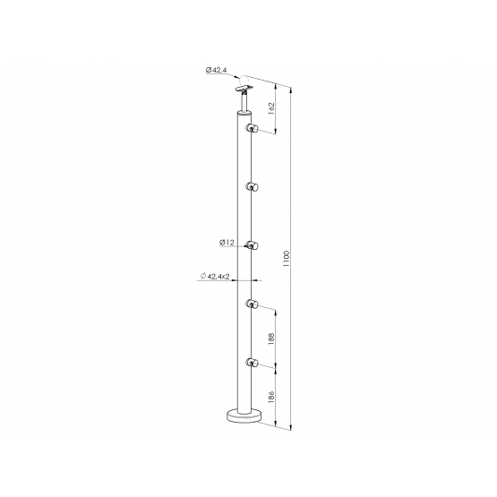 Nerezový stĺpik, vrchné kotvenie - na schody - detail 2 - detail 2