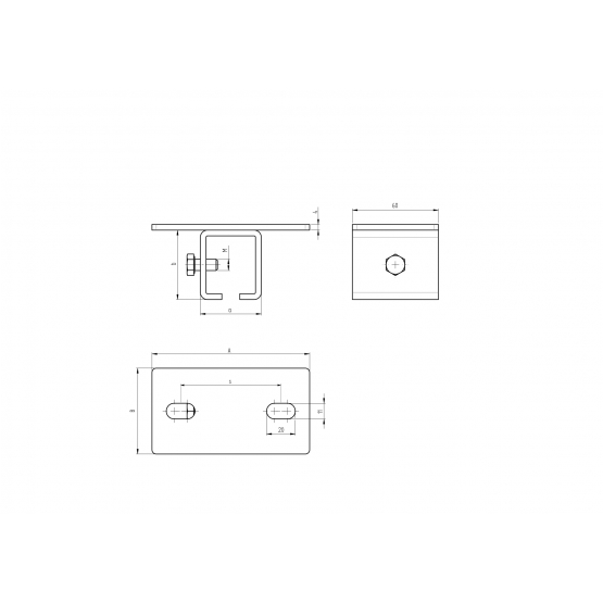 Držiak profilu - vrchný H/18-42x54 - detail 2 - detail 2