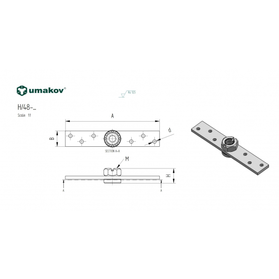 Príruba kotviaca s ložiskom for H/18-57x67 - detail 2 - detail 2