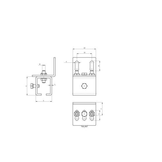 Držiak profilu - bočný Zn, profile 33x34mm - detail 2 - detail 2
