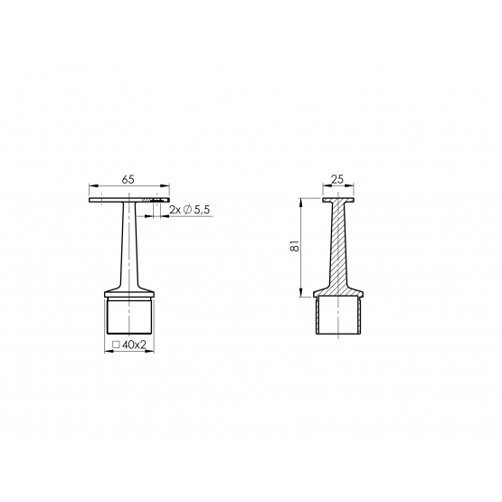 Držiak madla na stĺpik pevny - detail 2