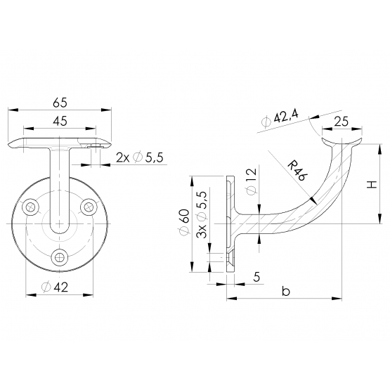 Držiak madla na stenu - detail 2 - detail 2