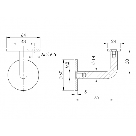 Držiak madla na stenu - detail 1 - detail 1