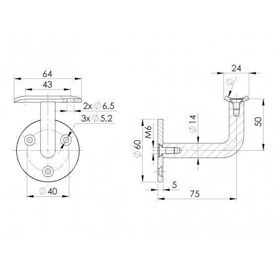 Držiak madla na stenu - detail 2 - detail 2