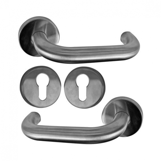 Kľučka so štítkom - pár, AISI 304, K320 - detail 6 - detail 6