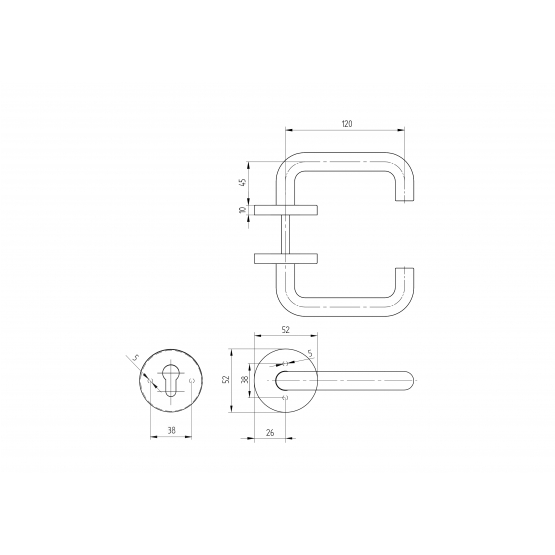 Kľučka so štítkom - pár, AISI 304, K320 - detail 7 - detail 7