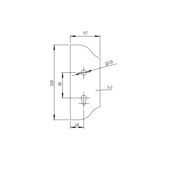 Štítok bránový zdobený - pravý, 268x107, t3, a90, D20mm - detail 1 - detail 1