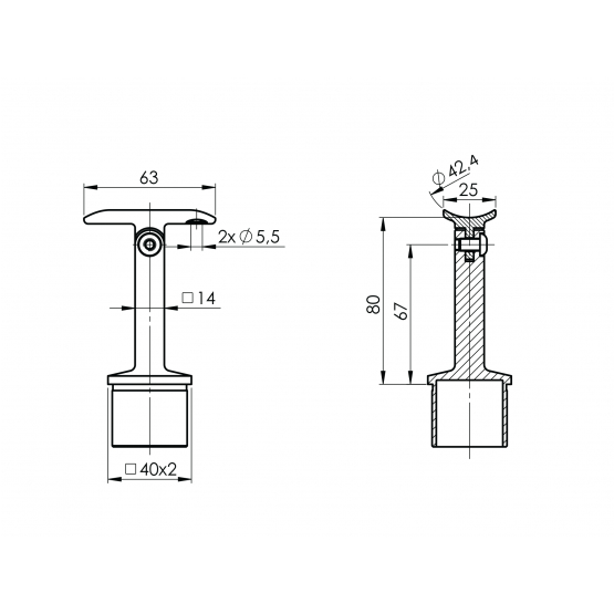 Držiak madla na stĺpik - detail 4 - detail 4