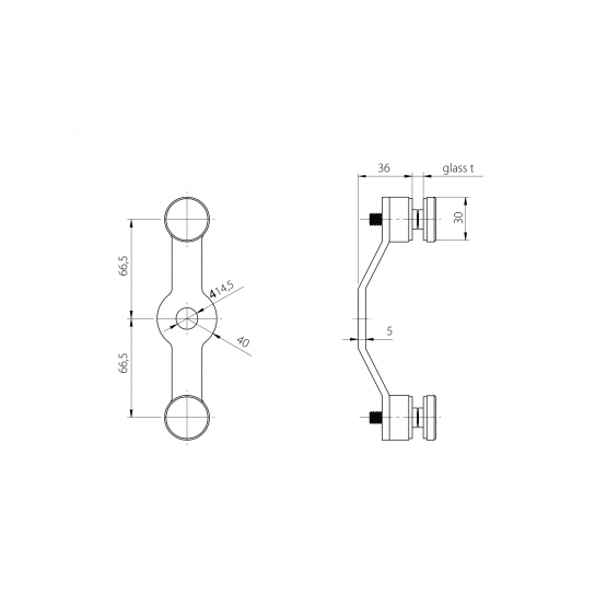 Zasklenie pevné - spider 02 AISI304, 2xD30mm/180°/ - detail 3 - detail 3